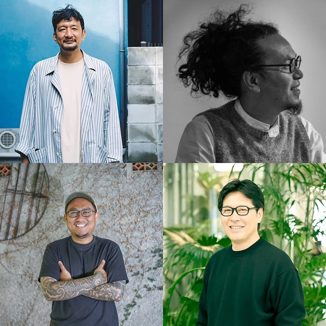 4人の異なるアジア人男性のポートレート