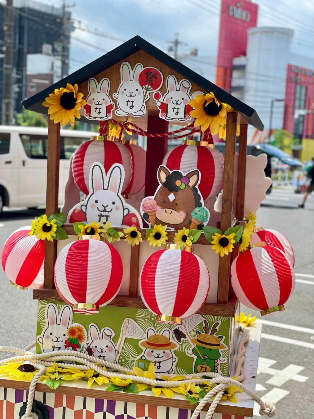 祭り、屋台、キャラクター、うさぎ、提灯、ひまわり、夏、和風、可愛い